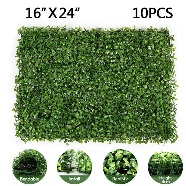 10x Artificial Privacy Fence Panel Grass Mat Wall Hedge Decor Eucalyptus 24"x16"